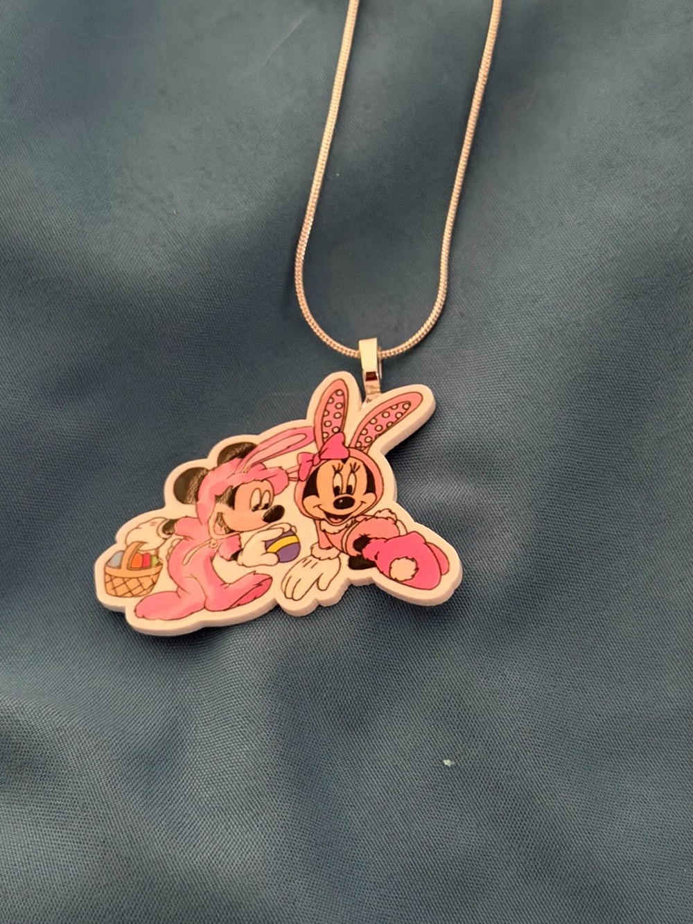 Pink Minnie Mouse Bunny Pendant Necklace
